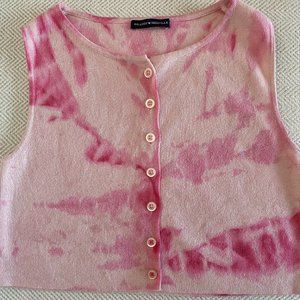 Brandy Melville Pink Tie Dye Crop Sweater